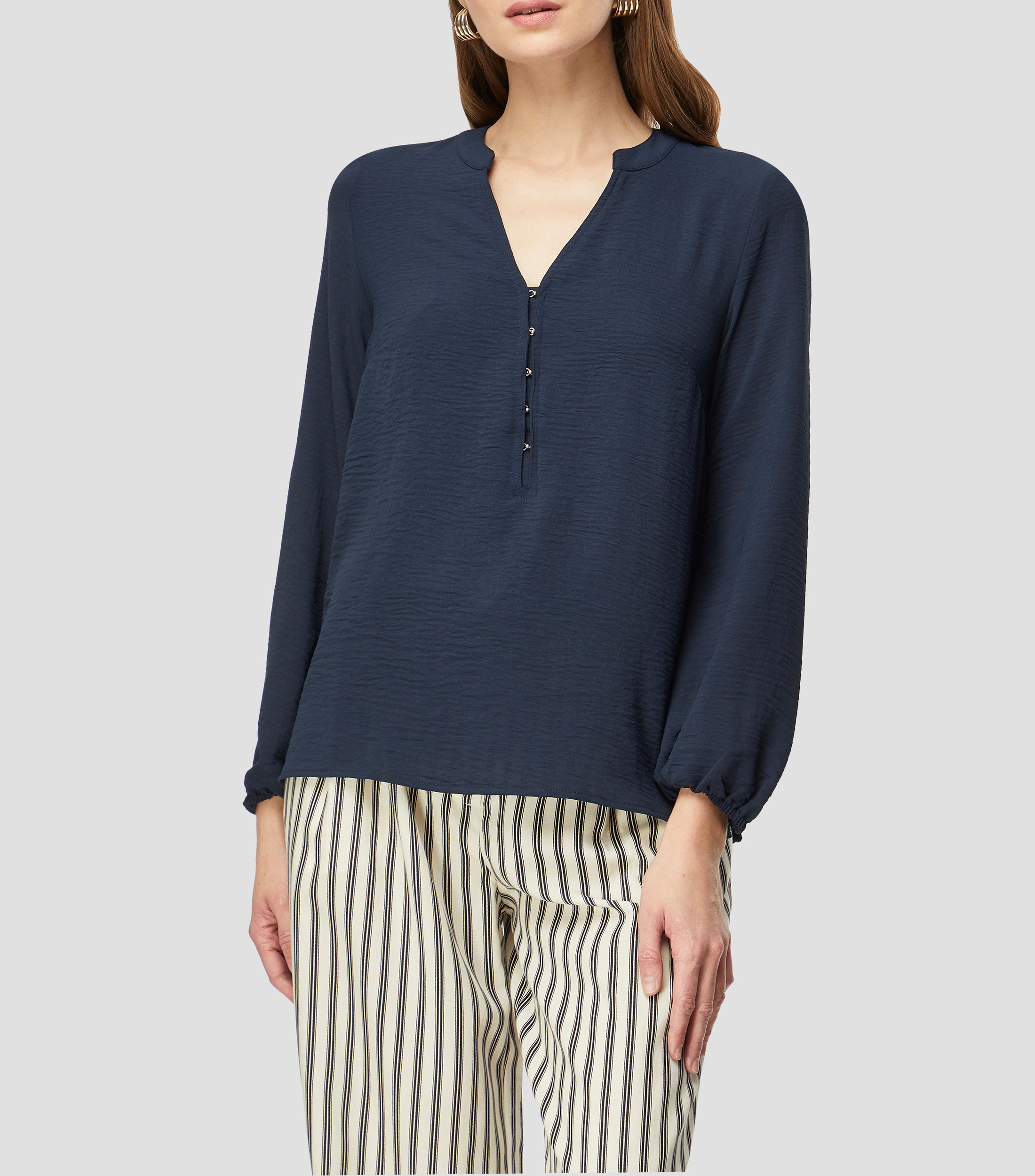 Blusa lisa manga larga Mujer